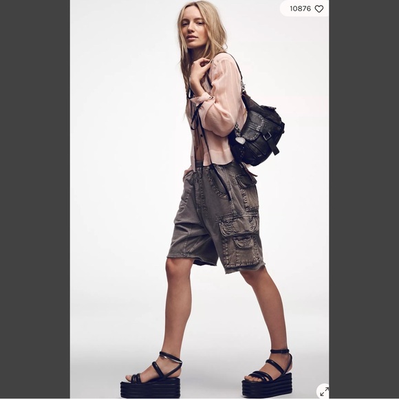 Free People We The Free Baby Leigh Distressed Tote Bag in Aged Graphite - Picture 2 of 11